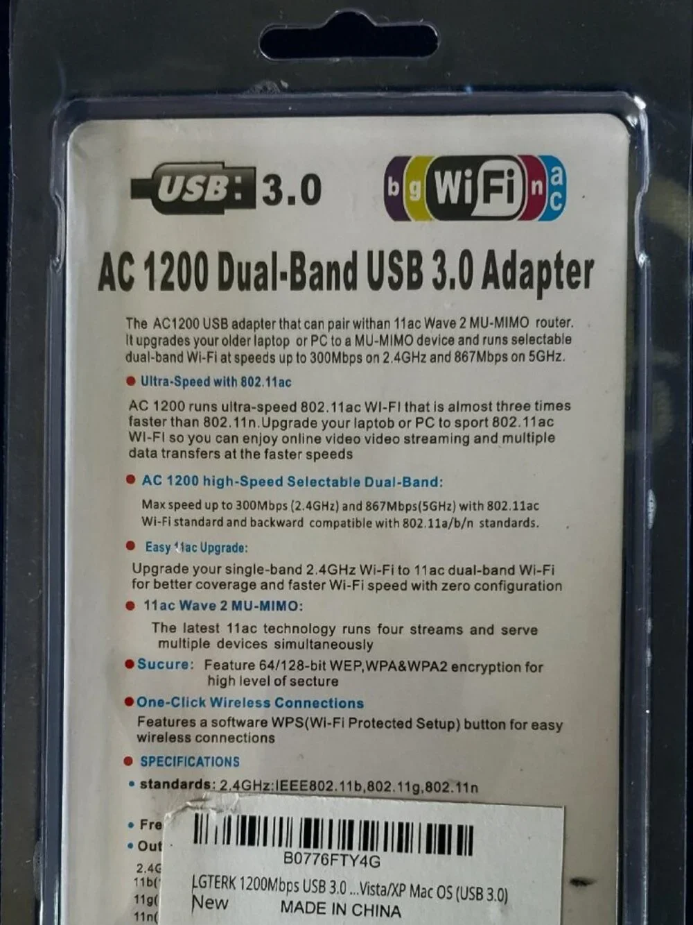 NEW AC 1200 DUAL BAND USB 3.0 ADAPTER WIFI ANTENNA